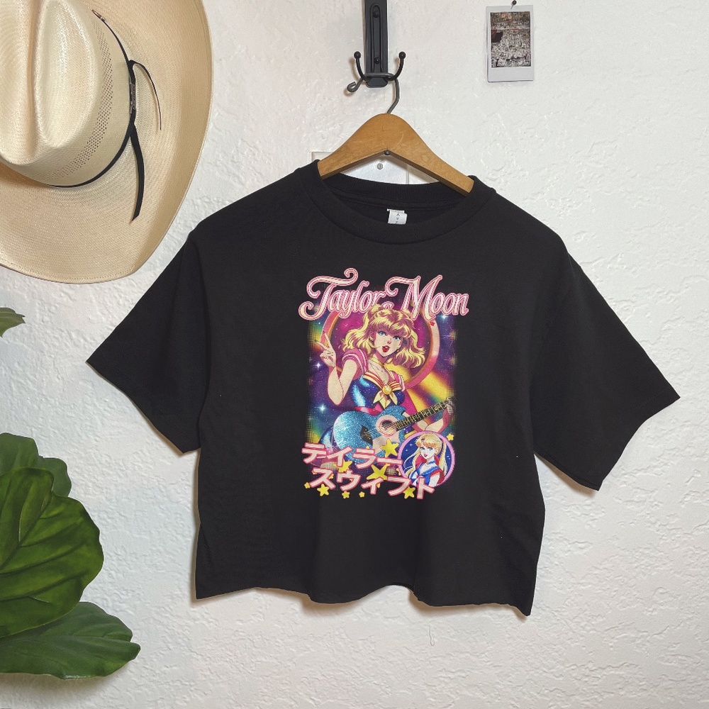 Taylor Moon Sailor Parody Black Crop Top